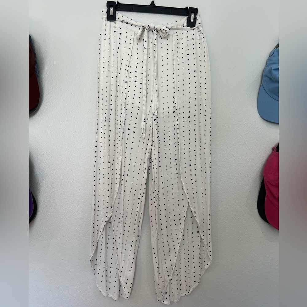 Lost + Wander White Polka Dot Wide Leg Pants